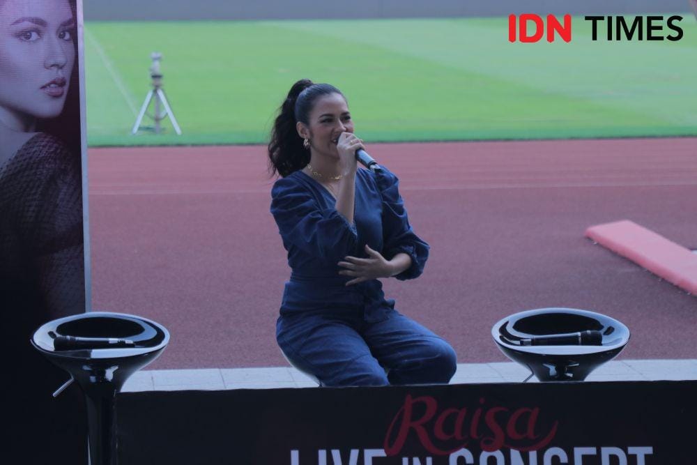 Solois Raisa dalam press conference "Raisa Live in Concert Stadion Gelora Bung Karno" di Jakarta. 21 November 2019. IDN Times/Nadia Umara