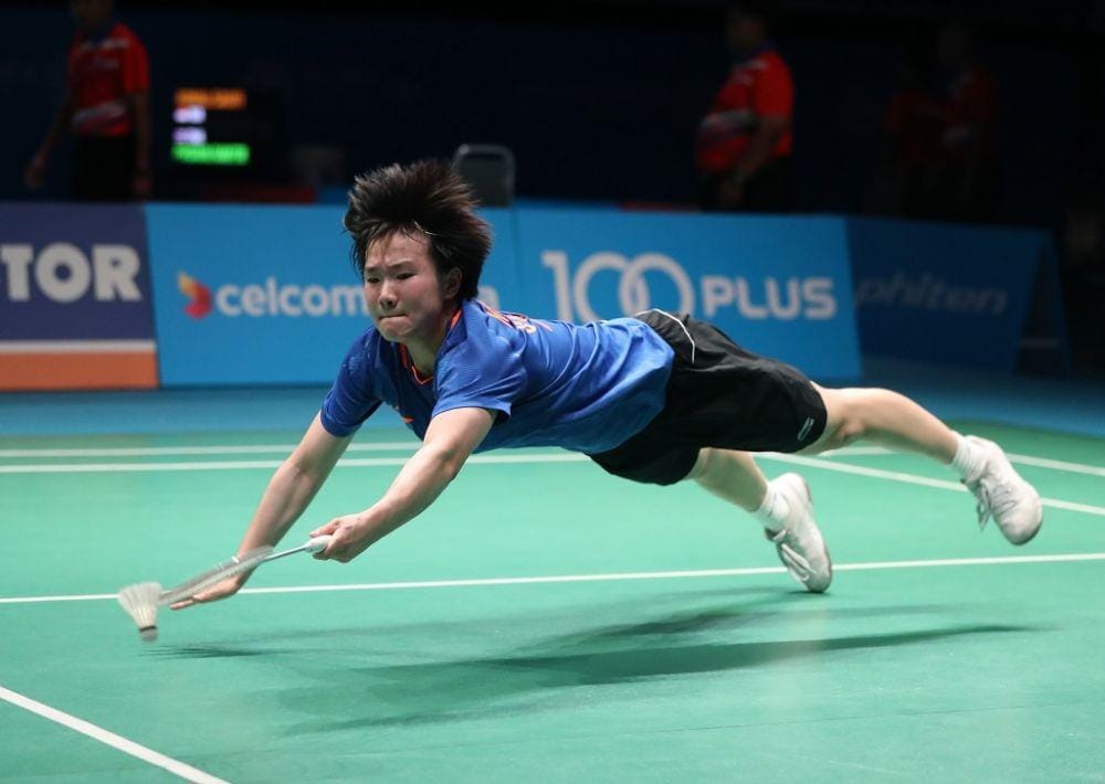 He Bing Jiao kala beraksi di ajang Victor China Open 2019. Bwfbadminton.com