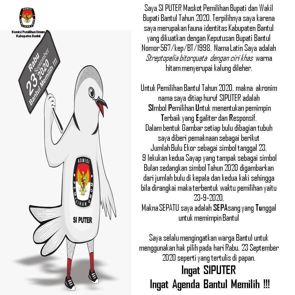 Maskot pilkada Bantul burung Puter. IDN Times/Istimewa