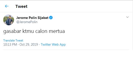 Jerome calon mertua Oct 29, 2019