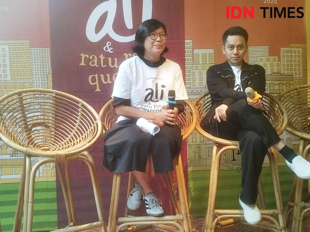 Produser, Meiske Taurisia dan Muhammad Zaidy, saat syukuran film "Ali & Ratu Ratu Queens" di Hotel Monopoli, Mampang, Jakarta Selatan, pada 22 November 2019. IDN Times/Erfah Nanda