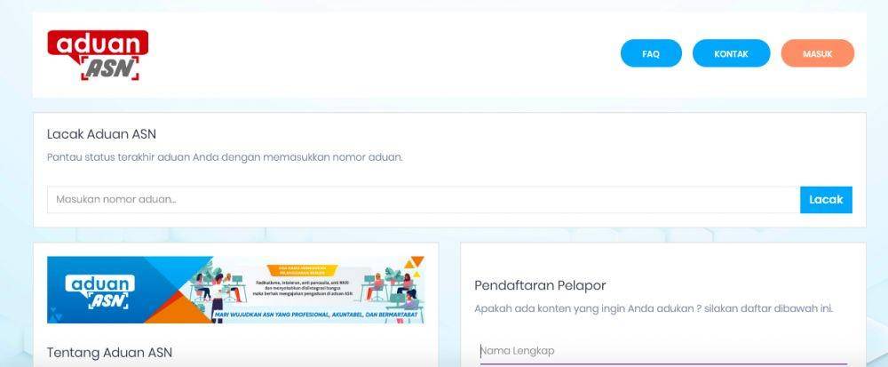 (Tangkapan layar dari portal aduan ASN) www.aduanasn.id