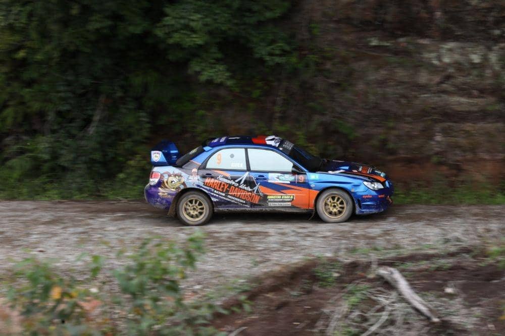 Mobil Subaru WRX Sti yang dikendarai Wagub Sumut Musa Rajekshah dan Navigatornya Uche berhasil naik podium ke-3 pada gelaran Danau Toba Rally 2019 (YT Haryono  for IDN Times)