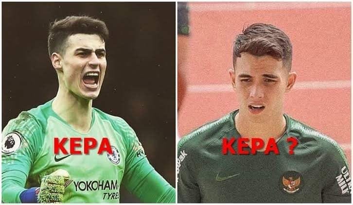 Kiper Timnas U-22, Nadeo Argawinata, disebut mirip dengan Kepa Arrizabalaga. Twitter/@thaifootballs