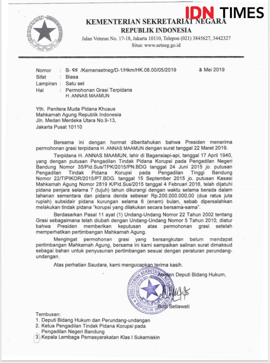 (Tangkapan layar surat permohonan grasi Annas Maamun) IDN Times/Azzis Zulkhairil