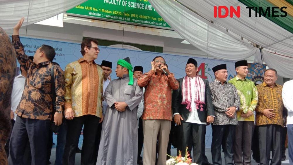 Menkopolhukam Mahfud MD saat berkunjung ke Medan (IDN Times/Indah Permata Sari)