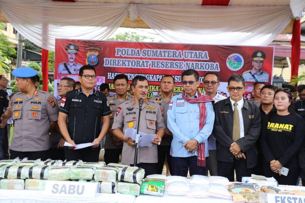 Polda Sumut memaparkan hasil tangkapan narkoba jaringan internasional (Dok.IDN Times/istimewa)