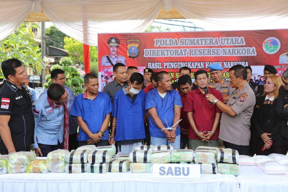 Polda Sumut memaparkan hasil tangkapan narkoba jaringan internasional (Dok.IDN Times/istimewa)