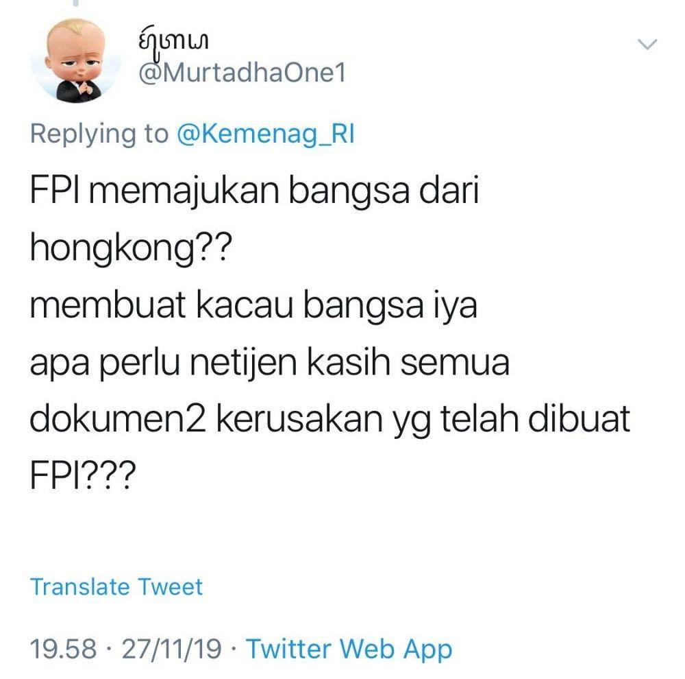 Akun twitter @MurthadaOne1
