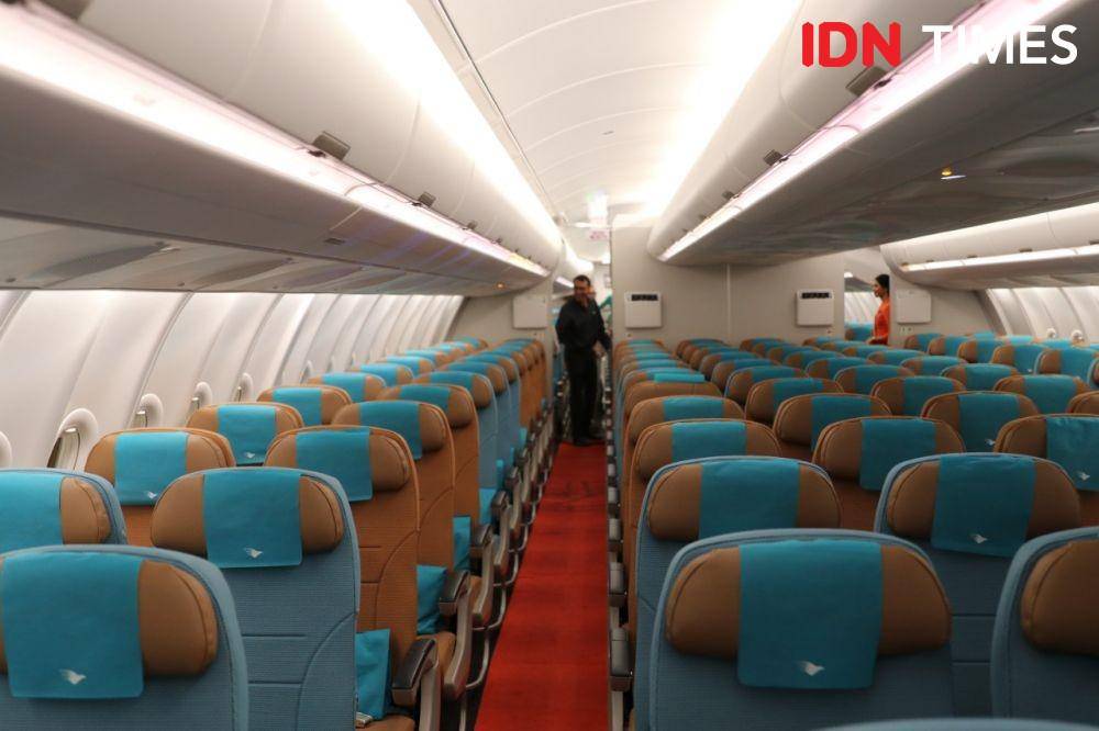 Economy Class Pesawat Garuda Airbus A330-900neo (IDN Times/Kevin Handoko)