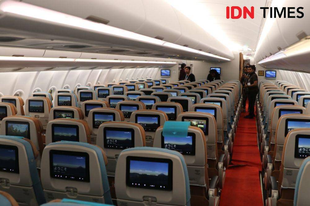 Economy Class Pesawat Garuda Airbus A330-900neo (IDN Times/Kevin Handoko)