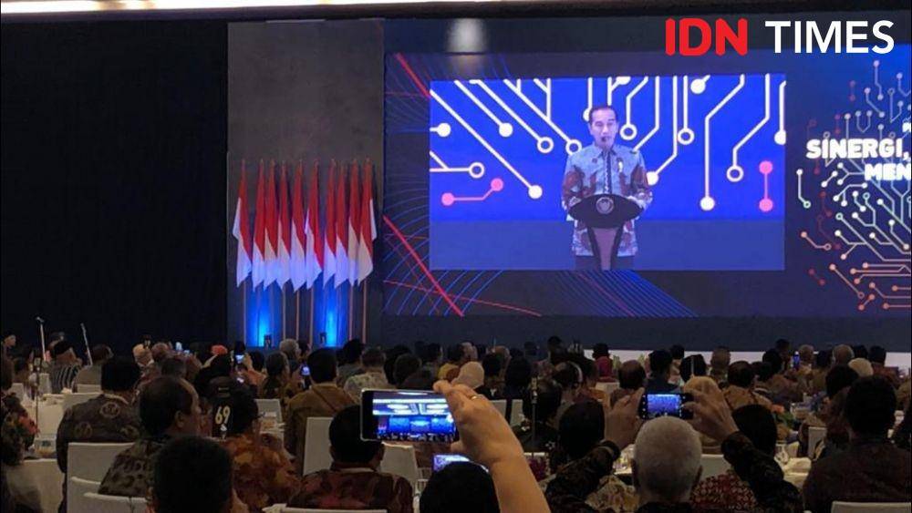 Presiden Jokowi saat menghadiri pertemuan tahunan Bank Indonesia, Kamis (28/11). (IDN Times/Teatrika Handiko Putri)