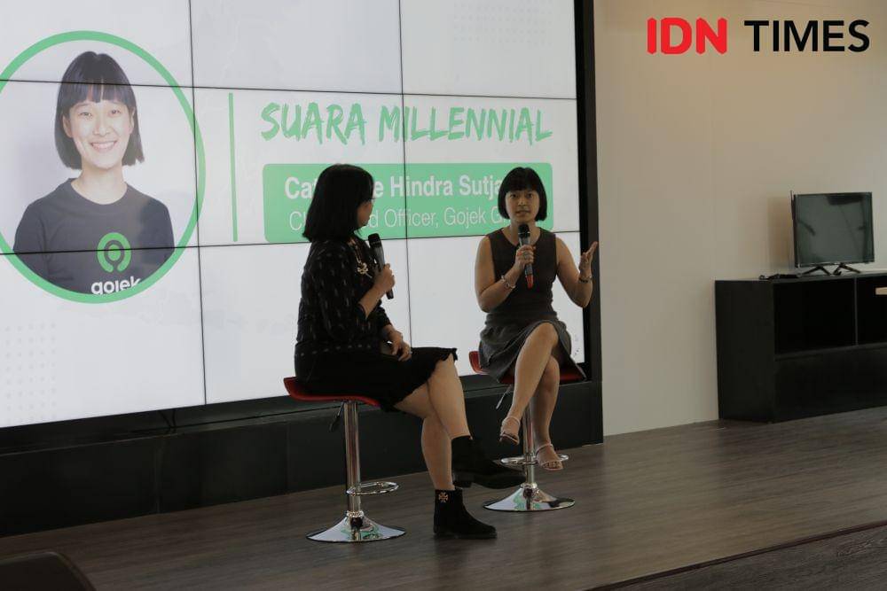 Chief Food Officer Gojek Group Catherine Hindra Sutjahyo dalam acara Suara Millennial di kantor IDN Media HQ, Jakarta Selatan, Kamis 28 November 2019. (IDN Times/Arief Kharisma Putra)