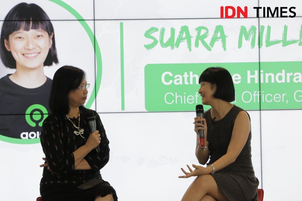 Chief Food Officer Gojek Group Catherine Hindra Sutjahyo dalam acara Suara Millennial di kantor IDN Media HQ, Jakarta Selatan, Kamis 28 November 2019. (IDN Times/Arief Kharisma Putra)