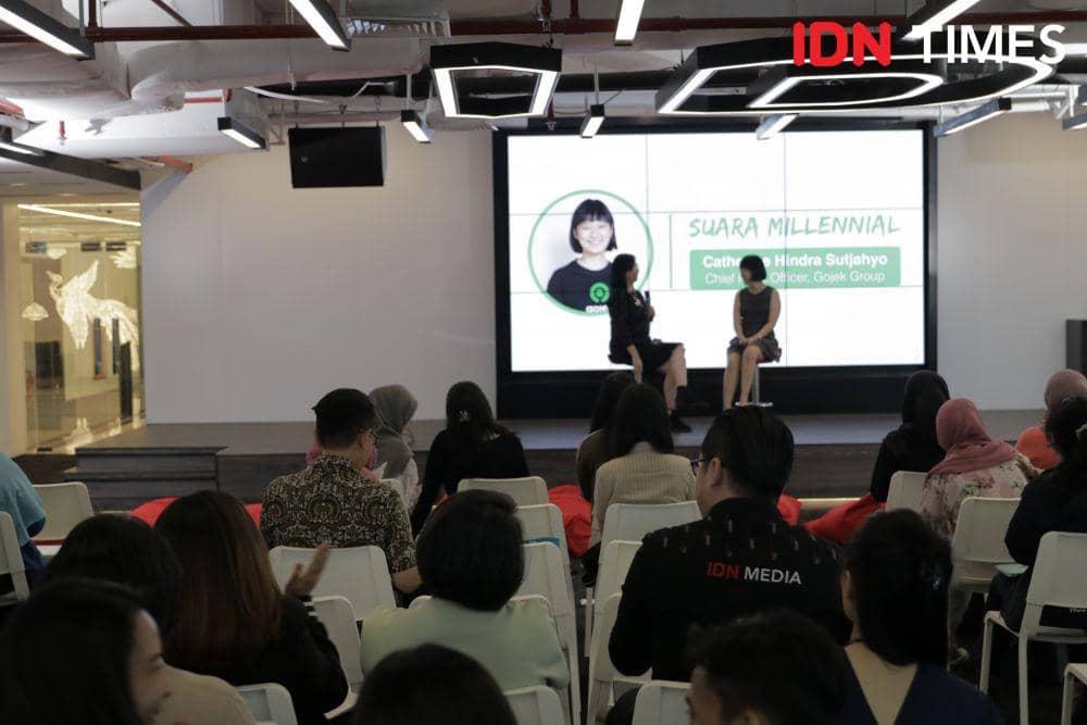 Chief Food Officer Gojek Group Catherine Hindra Sutjahyo dalam acara Suara Millennial di kantor IDN Media HQ, Jakarta Selatan, Kamis 28 November 2019. (IDN Times/Arief Kharisma Putra)