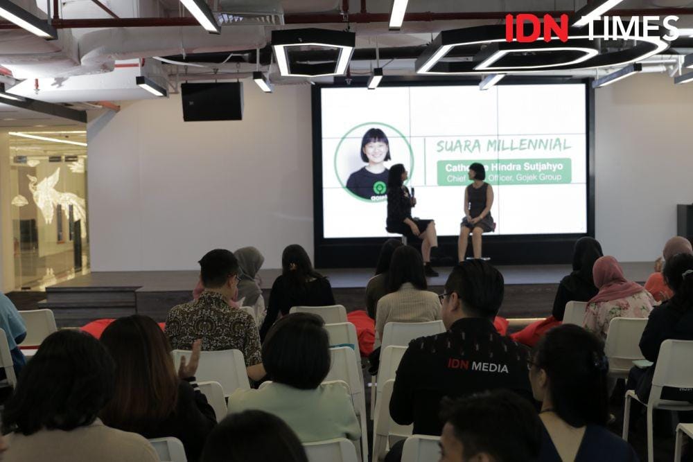 Chief Food Officer Gojek Group Catherine Hindra Sutjahyo dalam acara Suara Millennial di kantor IDN Media HQ, Jakarta Selatan, Kamis 28 November 2019. (IDN Times/Arief Kharisma Putra)