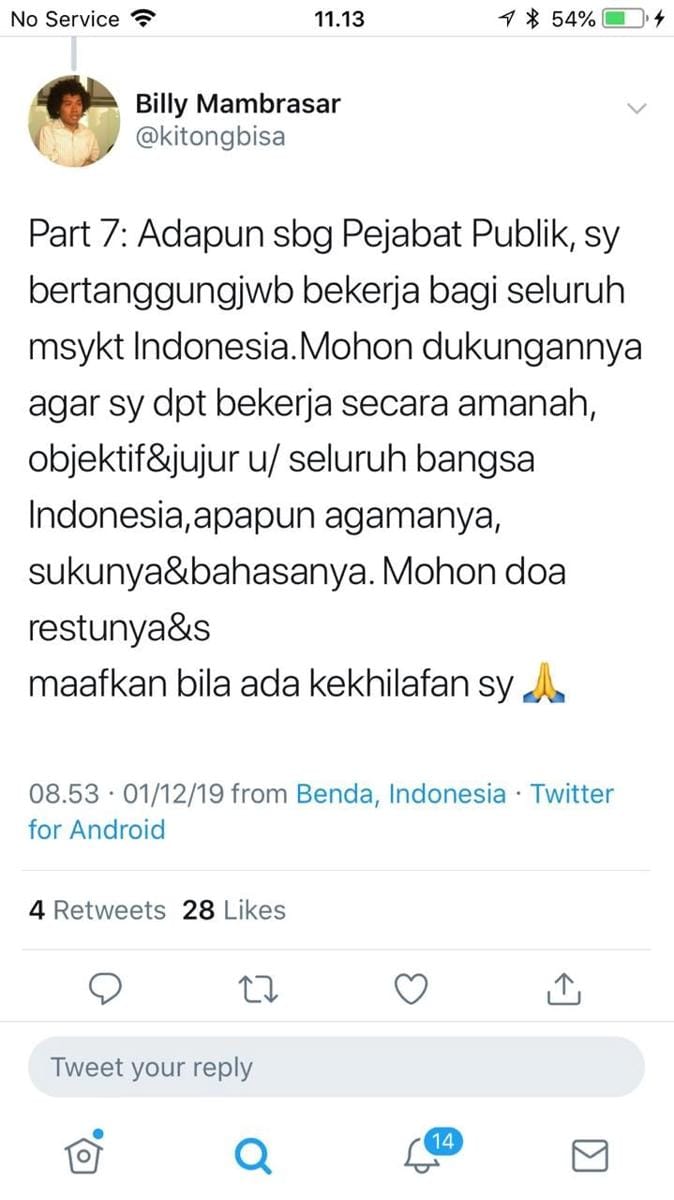 Twittter Billy Mambrasar @kitongbisa