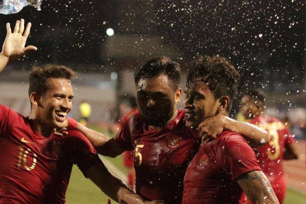 Selebrasi trio penyerang Timnas U-22. Dok.PSSI