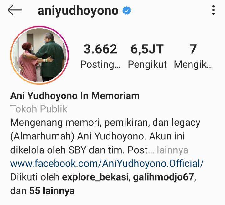 Presiden ke-6 RI Susilo Bambang Yudhoyono (SBY) mengaktifkan kembali akun instagram @aniyudhoyono/ instagram@aniyudhoyono
