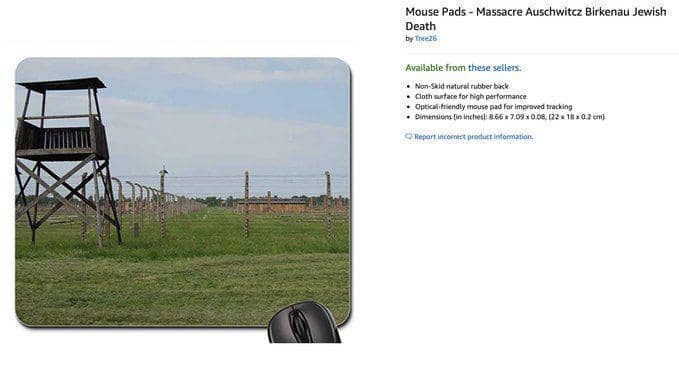 Sebuah mousepad yang dijual di Amazon dengan gambar kamp konsentrasi Auschwitz-Birkenau. twitter.com/MuseumAuschwitz