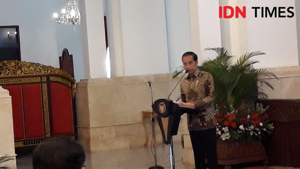 Presiden Jokowi memberikan sambutan di Istana Negara, Jakarta Pusat, Selasa 3 Desember 2019 (IDN Times/Teatrika Handiko Putri)