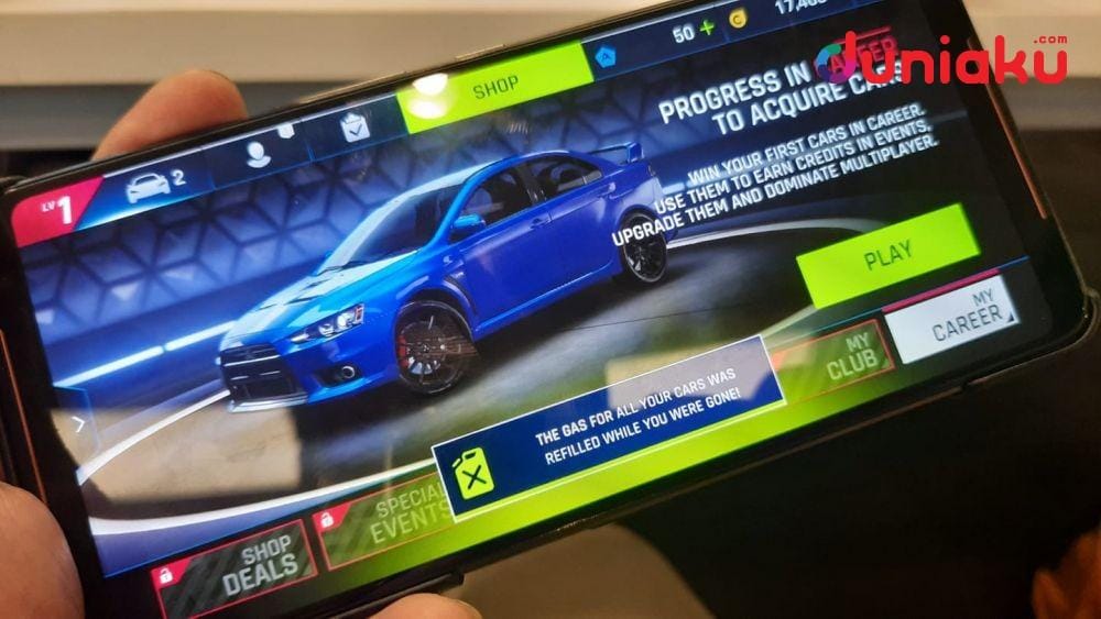 Tes haptic feedback via Asphalt 9, duniaku.com/Adhitya Daniel