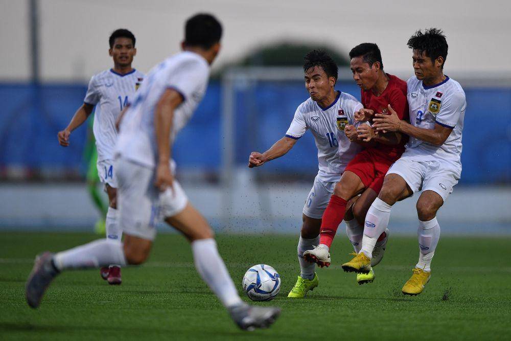 Timnas U-22 berhasil meraih kemenangan 4-0 atas Laos sekaligus memastikan lolos ke babak semifinal SEA Games 2019 pada Kamis (5/12)ANTARA FOTO/Sigid Kurniawan/wsj.