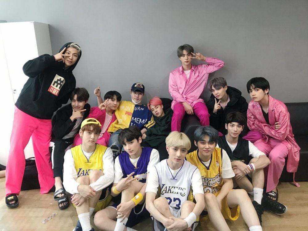 Momen kedekatan BTS, TXT, sekaligus Lee Hyun sebagai BigHit family. twitter.com/@LeeHyun_BigHit