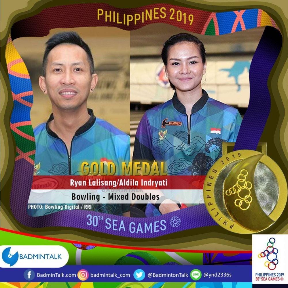 Ryan/Aldila menyumbang emas dari Bowlimg SEA Games 2019 (Twitter.com/Badmintontalk)