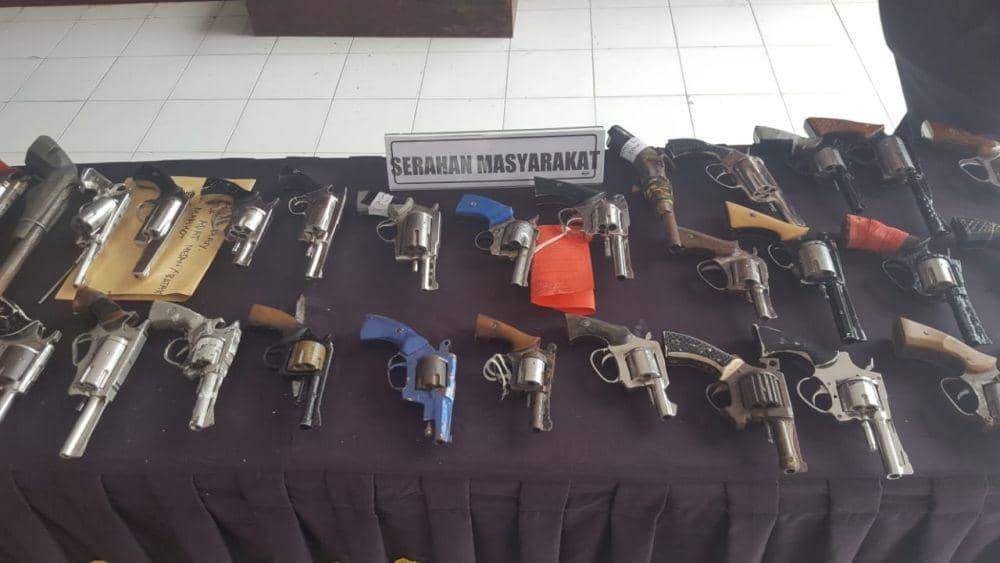 Senjata yang berhasil disita oleh Polres OKI (IDN Times/Istimewa Polres OKI)