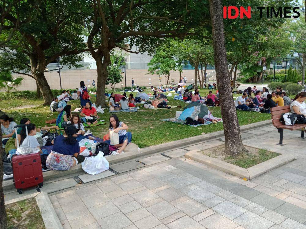 Para pekerja migran Indonesia di Hong Kong saat menikmati hari liburnya. IDN Times/Faiz Nashrillah
