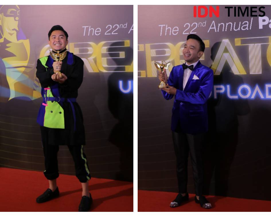 Ananda Omesh dan Ruben menjadi salah satu pemenang Panasonic Gobel Awards ke-22 di The Tribrata, Jakarta, (6/12). IDN Times/Malika Nur