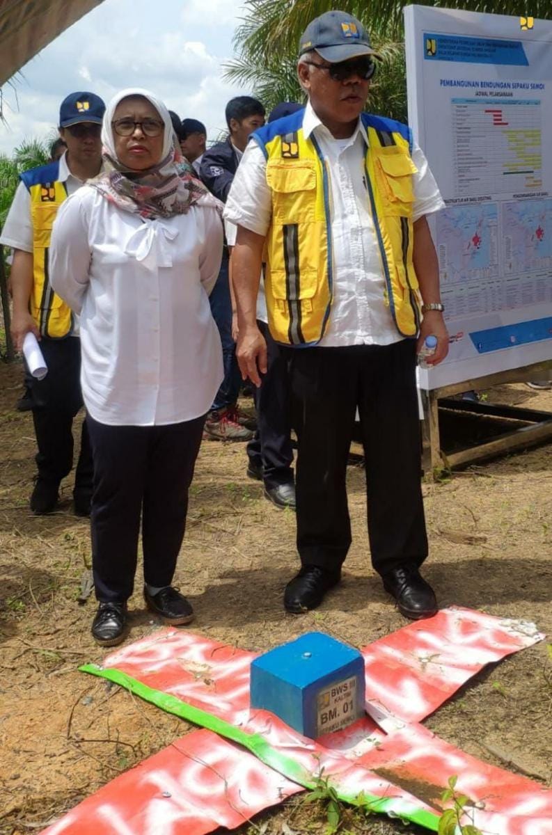 Menteri PUPR Basuki Hadimuljono saat meninjau lokasi pembangunan Bendungan Sepaku Semoi (Dok. Kementerian PUPR)