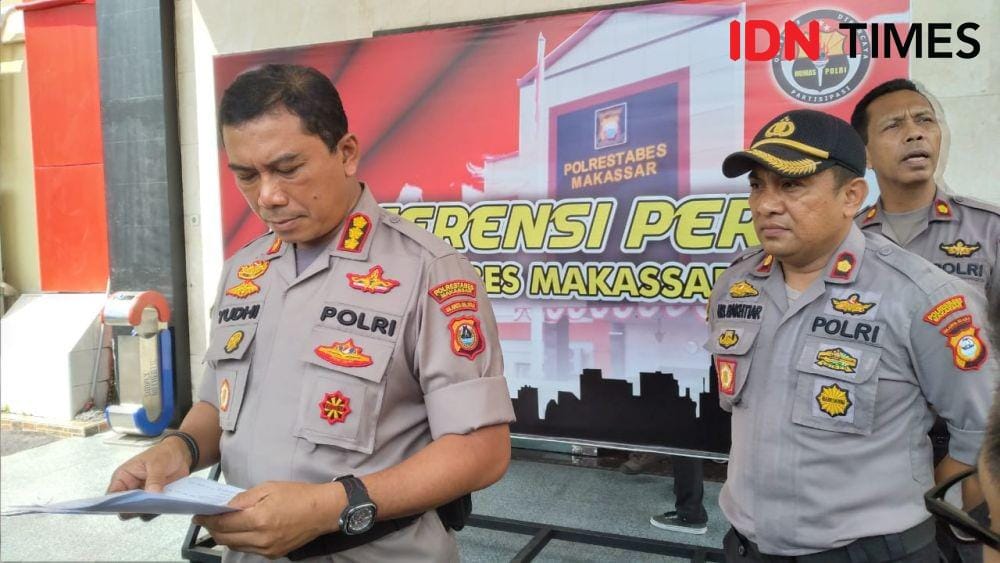 Kapolrestabes Makassar, Kombes Pol Yudhiawan Wibisono dalam eskpos pelaku pembunuhan di Rusunawa UIM, Jumat (6/12) / Sahrul Ramadan