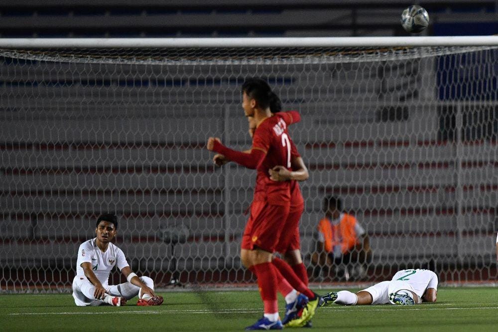 Timnas U-22 kalah 1-2 dari Vietnam dalam laga penyisihan Grup B SEA Games , Sabtu (1/12). ANTARA FOTO/Sigid Kurniawan/wsj.
