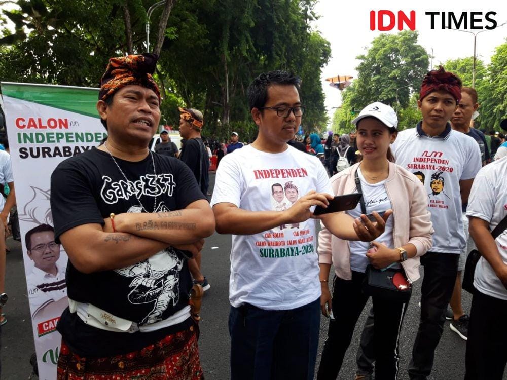 Kampanye M.Sholeh dan Taufik Monyong di CFD Taman Bungkul, Minggu (8/12). IDN Times/Fitria Madia
