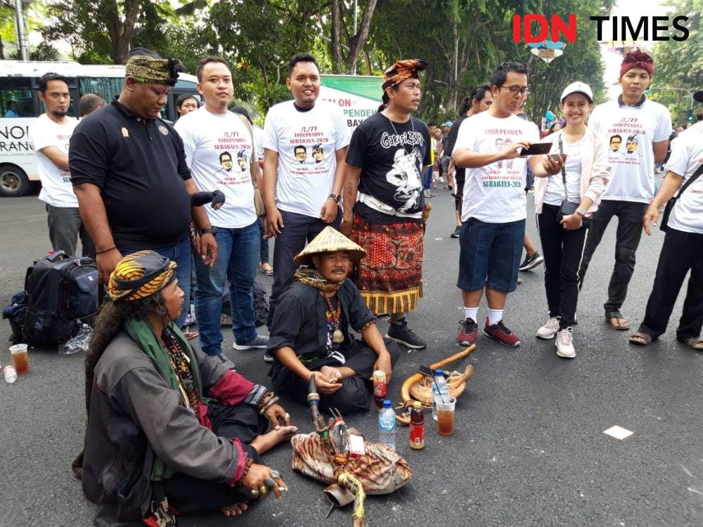 Kampanye M.Sholeh dan Taufik Monyong di CFD Taman Bungkul, Minggu (8/12). IDN Times/Fitria Madia