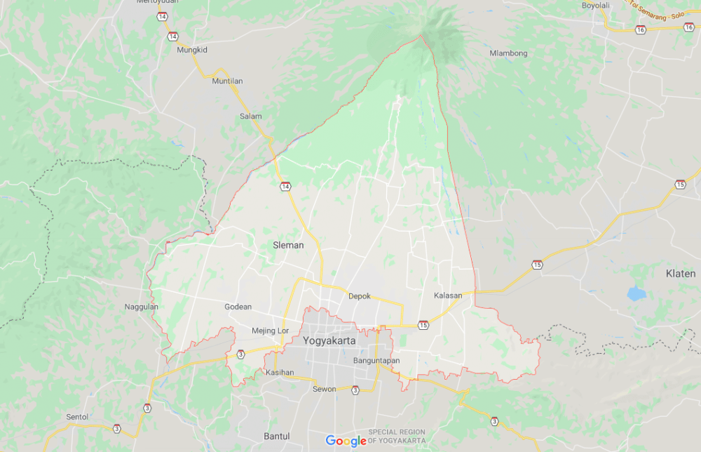 Peta wilayah Kabupaten Sleman. Tangkapan layar Google Maps