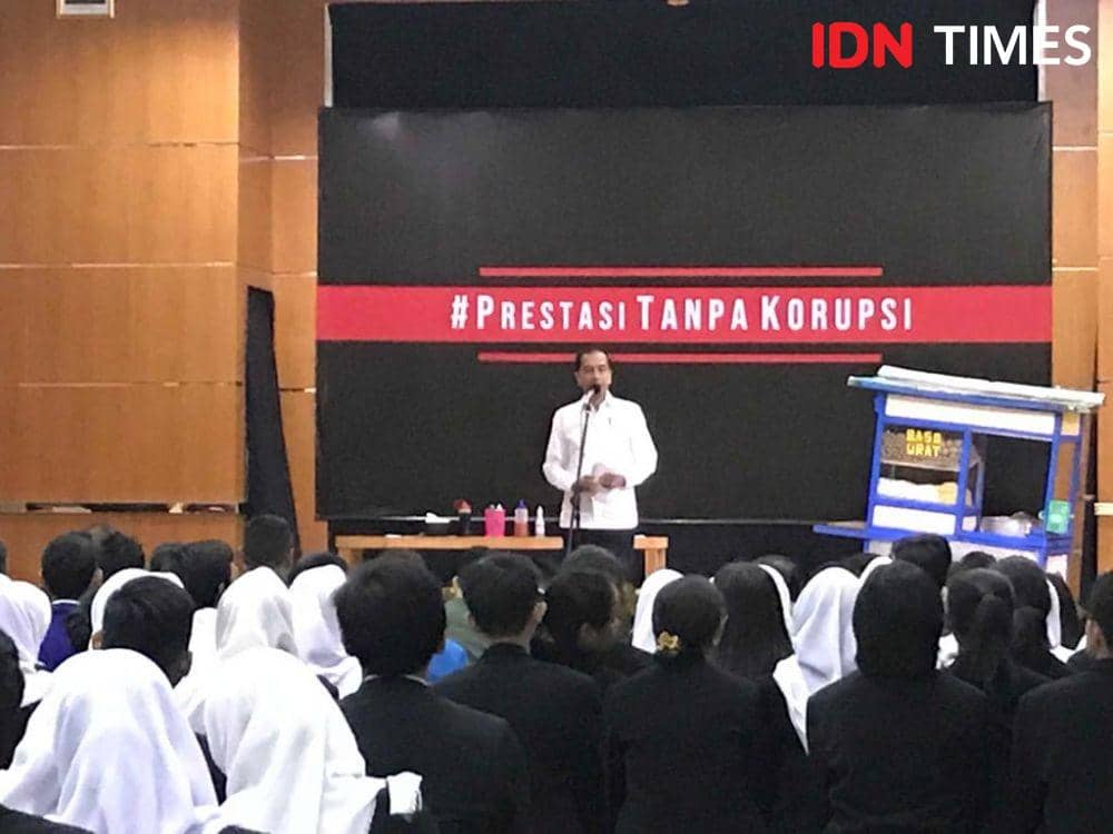 Acara pentas seni Prestasi Tanpa Korupsi di SMKN 57, Jakarta Selatan (IDN Times/Teatrika Handiko Putri)