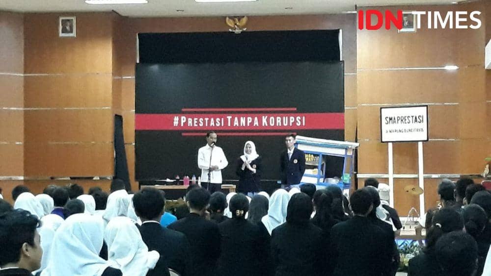 Acara pentas seni Prestasi Tanpa Korupsi di SMKN 57, Jakarta Selatan (IDN Times/Teatrika Handiko Putri)