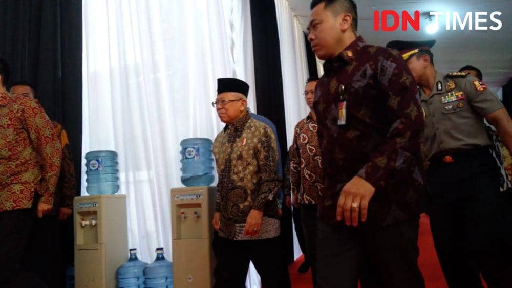 Wakil Presiden RI Ma'aruf Amin tiba di Pembukaan Peringatan Hari HAM di Kantor Komnas HAM. (IDN Times/Lia Hutasoit)