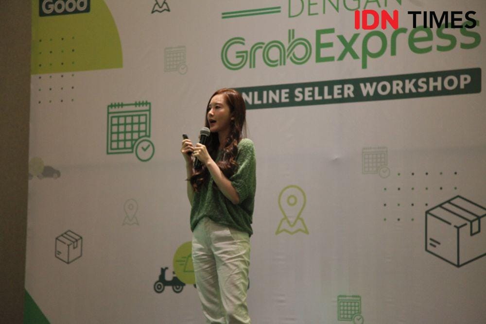 Jessica Yamada, pemilik Dapurfit saat mengisi Talkshow di Acara Grab di Hotel Harris Surabaya.  5 Desember 2019. IDN Times/ Fajar Laksmita