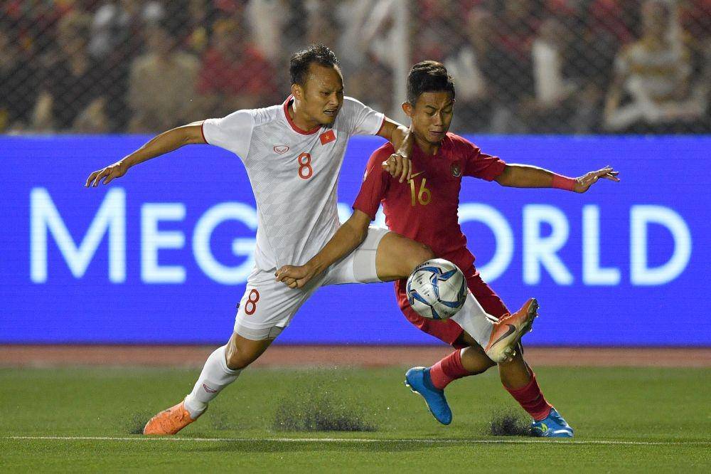 Timnas U-22 saat menghadapi Vietnam dalam bbak final SEA Games 2019, Selasa (10/12). ANTARA FOTO/Sigid Kurniawan/pras.