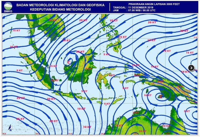 Prakiraan angin BMKG tanggal 11 Desember 2019/BMKG.go.id