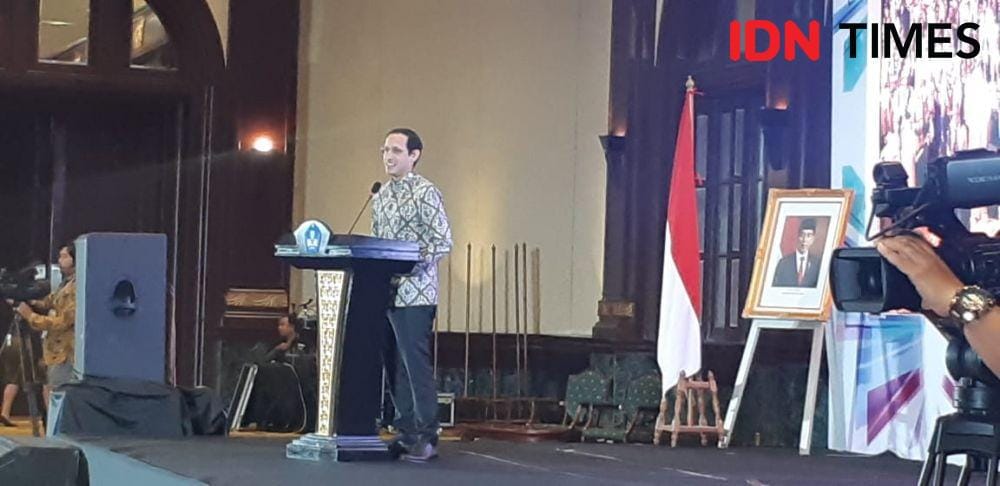 Menteri Pendidikan dan Kebudayaan, Nadiem Anwar Makarim dalam Rapat Koordinasi dengan Dinas Pendidikan Provinsi, Kabupaten/Kota se-Indonesia (IDN Times/Margith Juita Damanik)