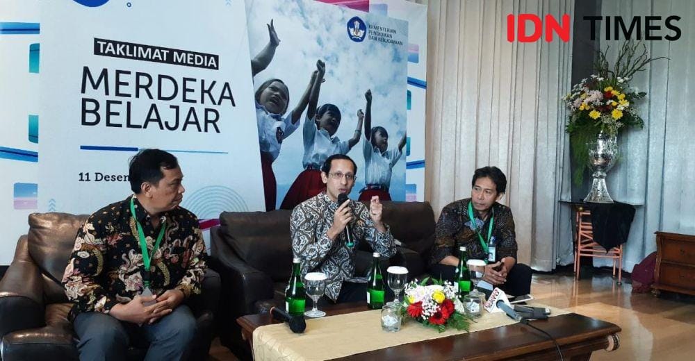 Mendikbud Nadiem Anwar Makarim di sela Rapat Koordinasi dengan Dinas Pendidikan se-Indonesia (IDN Times/Margith Juita Damanik)