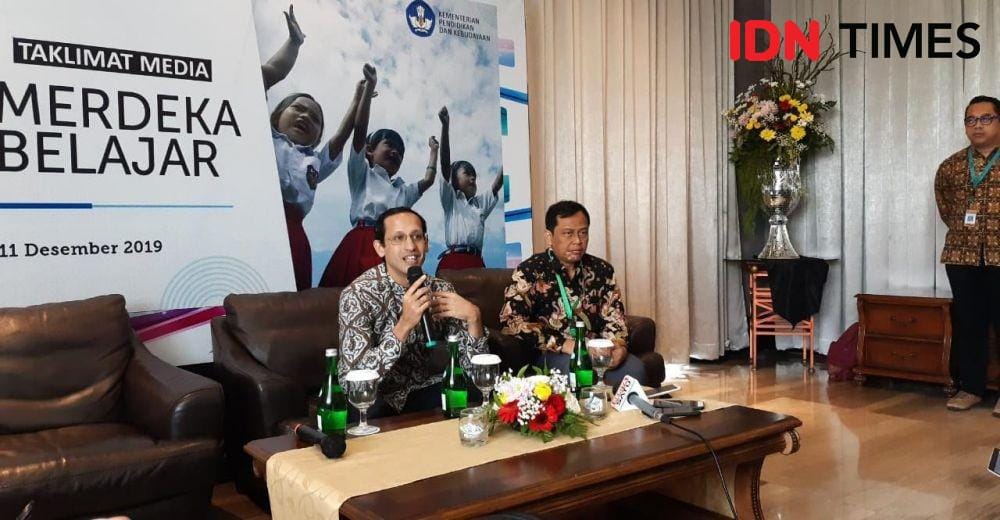 Mendikbud Nadiem Anwar Makarim di sela Rapat Koordinasi dengan Dinas Pendidikan se-Indonesia (IDN Times/Margith Juita Damanik)