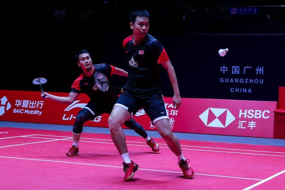 Aksi Hendra Setiawan/Mohammad Ahsan dalam BWF World Tour Final 2019 (IDN Times/PBSI)