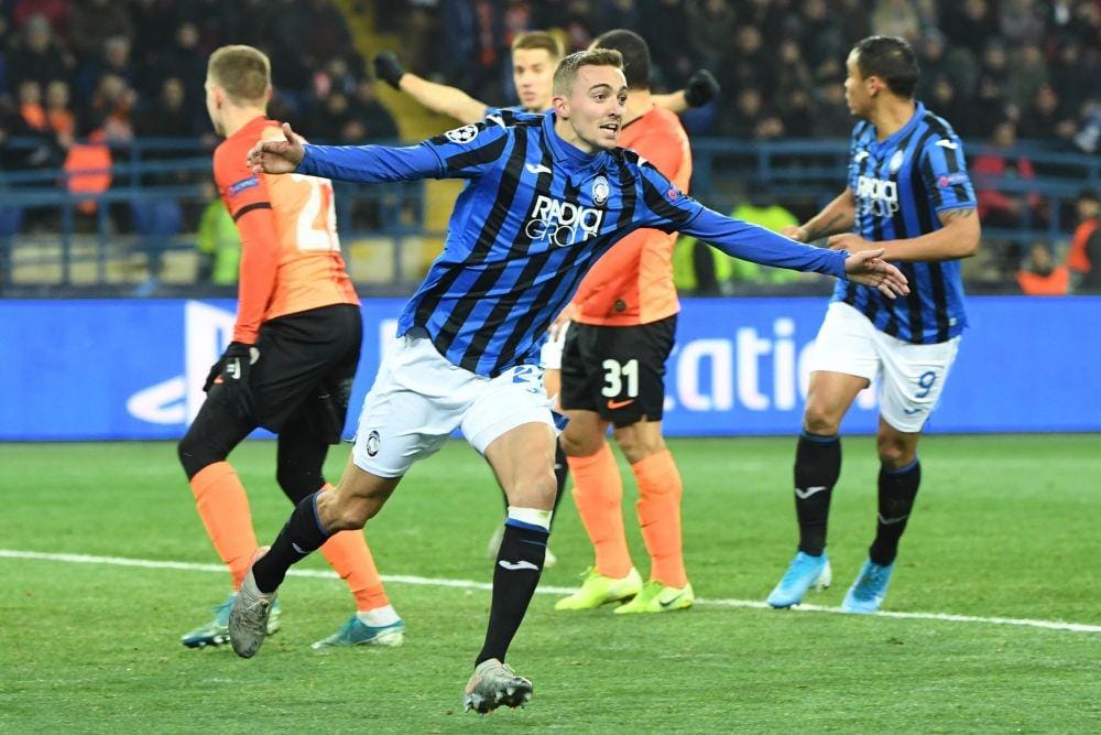 Pemain Atalanta merayakan gol yang dicetak ke gawang Shakhtar Donetsk, Kamis (12/12) dini hari tadi. Twitter/@OprtaPaolo