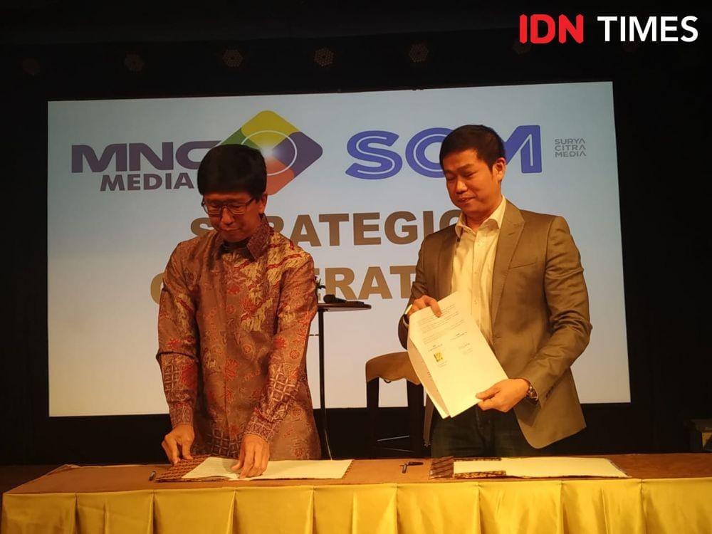 Direktur Utama MNC dan SCTV Mengumunkan Kaloborasi (IDN Times/Auriga Agustina)